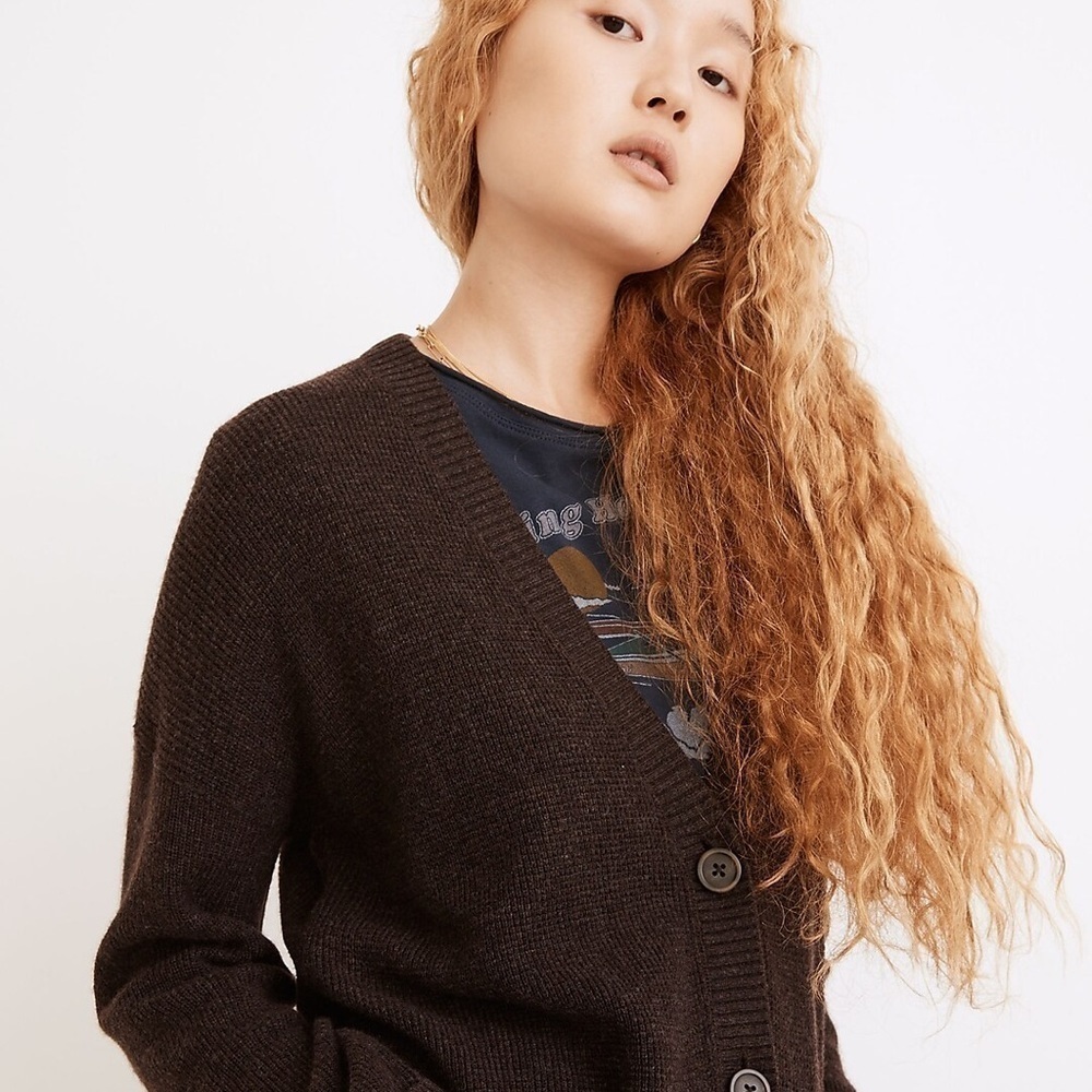 Madewell Maysfield Button Up Cardigan Brown Wool Alpaca Blend Women’s M Brown - Picture 2 of 5